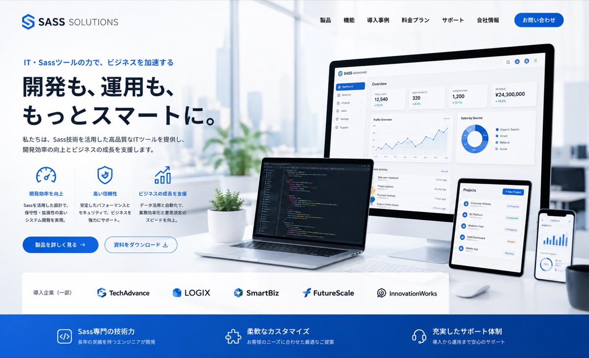 SaaSサービスのサイト画面のイメージ